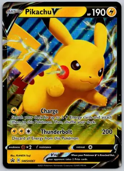 Pikachu V SWSH061 JUMBO/OVERSIZED Holo Promo Sword & Shield Promo Pokemon NM - Image 1