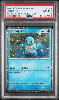 2023 POKEMON SVP EN-SV BLACK STAR PROMO 151 POSTER COLLECTION SQUIRTLE PSA 8 - Image 1