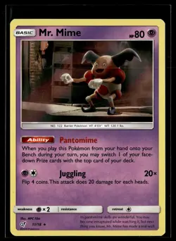 Mr. Mime 11/18 Detective Pikachu Rare Pokemon - Image 1
