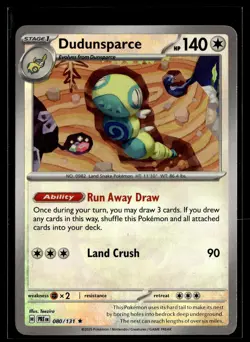 Dudunsparce 080/131 Prismatic Evolutions POKEBALL Rare Pokemon - Image 1