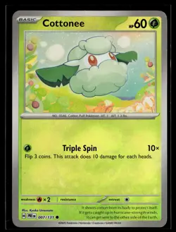 Cottonee 007/131 Prismatic Evolutions MASTERBALL Common Pokemon - Image 1