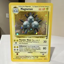 Pokemon Magneton Base Set 2 Holo Rare 9/130 60 HP Stage 1 English TCG Card 2000 - Image 1