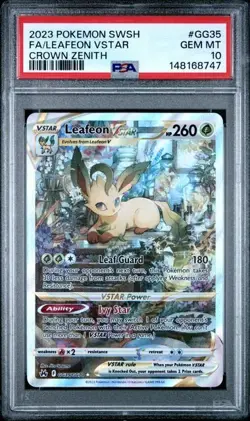 PSA 10 Leafeon Vstar GG35/GG70 Pokemon Crown Zenith Galarian Gallery Card - Image 1