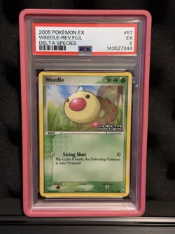 2005 Pokemon Ex Delta Species #87/113 Weedle Reverse Holo Foil PSA 5 - Image 1