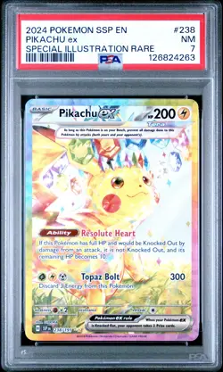 2024 POKEMON SSP EN-SURGING SPARKS SPECIAL ILLUSTRATION RARE PIKACHU EX PSA 7 - Image 1