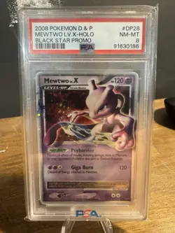 2008 Pokemon D&P Black Star Promo #DP28 Mewtwo LV.X Holo PSA 8 NM-MT - Image 1