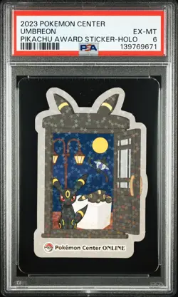 2023 POKEMON CENTER PIKACHU AWARD DELIVERY! STICKER HOLO UMBREON PSA 6 - Image 1