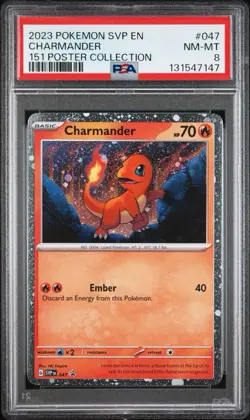2023 POKEMON SVP EN-SV BLACK STAR PROMO 151 POSTER COLLECTION CHARMANDER PSA 8 - Image 1