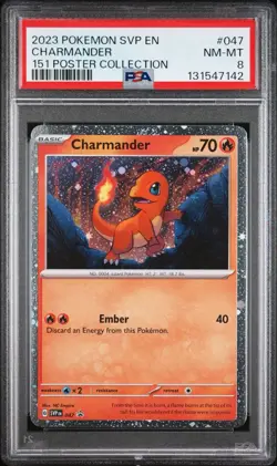 2023 POKEMON SVP EN-SV BLACK STAR PROMO 151 POSTER COLLECTION CHARMANDER PSA 8 - Image 1