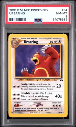 2001 Pokemon Neo Discovery #34 Ursaring PSA 8 NM-MT - Image 1