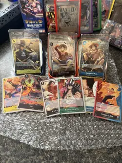 One Piece Luffy, Ace, Sabo Sealed OP-13 Promos & Tins Plus Assorted Leader & SR - Image 1