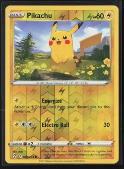 Pikachu Common SWSH07: Evolving Skies 049/203 NM Pokemon Card Reverse Holo - Image 1