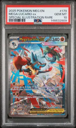2025 POKEMON MEG EN-MEGA EVOLUTION #179 MEGA LUCARIO EX PSA 10 - Image 1