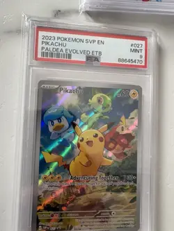2023 POKEMON SVP EN-SV BLACK STAR PROMO 027 PIKACHU PALDEA EVOLVED ETB PSA 9 - Image 1