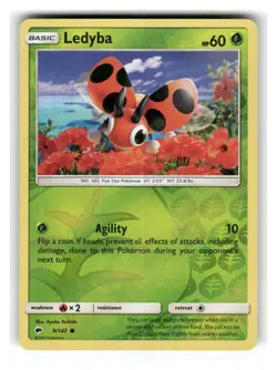 Ledyba 9/147 Common Burning Shadows Pokemon Reverse Holo Lightly Played - Image 1
