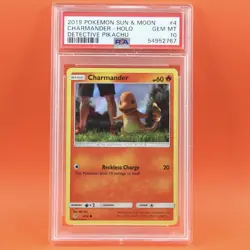 2019 Pokemon CHARMANDER HOLO 4 SM Detective Pikachu PSA 10 Gem Mint - Image 1