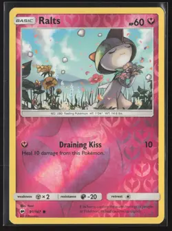 Ralts 91/147 Common Burning Shadows Pokemon Reverse Holo Lightly Played - Image 1