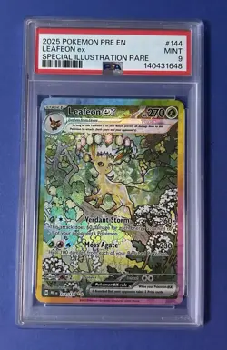 2025 Pokemon PRE EN Leafeon ex Special Illustration Rare #144 PSA 9 MINT - Image 1