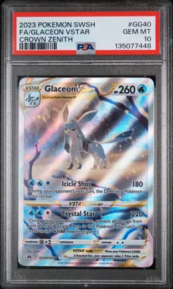 PSA 10 GEM MINT Glaceon Vstar GG40/GG70 Crown Zenith Pokemon Galarian Gallery FA - Image 1