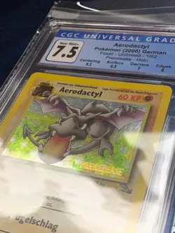 CGC 7.5 Aerodactyl Fossil Unlimited 1/62 Prerelease - Holo German - 2000 Pokemon - Image 2
