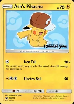Ash's Pikachu SM113 Promo SM Promos Pokemon - Image 1