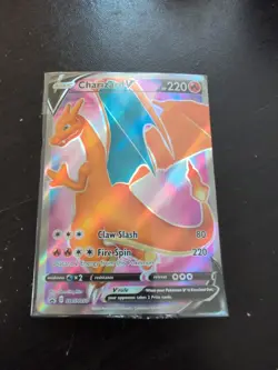 Charizard V SWSH050 Pokemon Full Art Holo Black Star SEALED Promo - Image 1