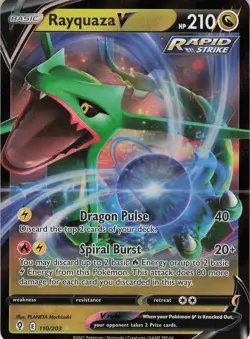Rayquaza V 110/203 Ultra Rare Holo SWSH07: Evolving Skies NM Pokemon - Image 1