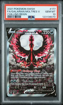 Pokemon Galarian Moltres V Chilling Reign Full Alt Art #177 PSA 10 Gem Mint - Image 1