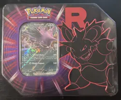 Destined Rivals Team Rocket Tin (Nidoking ex) - Sealed New - Pokemon TCG - Image 1