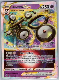 Unown VSTAR 066/195 SWSH12: Silver Tempest - Pokemon Card - NM - Image 1