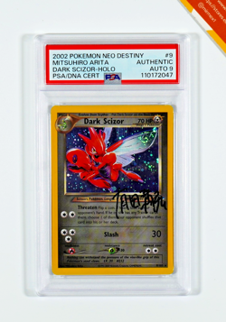 Pokemon PSA Dark Scizor #9 Holo Neo Destiny Auto 9 Mitsuhiro Arita 2002 English - Image 1