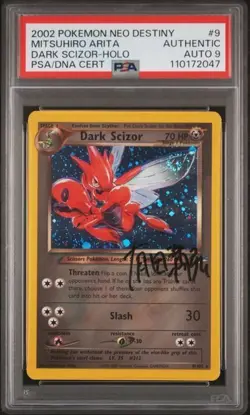 Pokemon PSA Dark Scizor #9 Holo Neo Destiny Auto 9 Mitsuhiro Arita 2002 English - Image 2