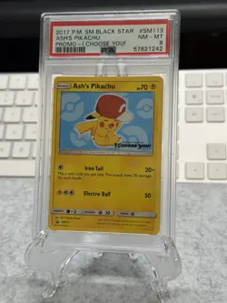 2017 Pokemon Sm Black Star Promo #SM113 Ash'S Pikachu PSA 8 - Image 1