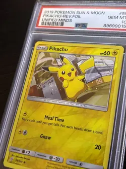 2019 Pokemon Sun & Moon Unified Minds Pikachu 55/236 Reverse Foil PSA 10 Gem MT - Image 3