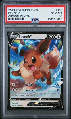 Eevee V PSA 10 2023 Pokemon Crown Zenith 108/159 LOW POP 597 - Image 1