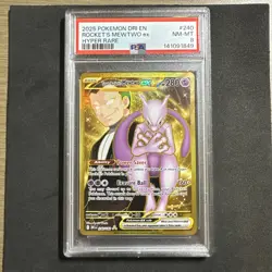 Pokemon TCG Team Rocket's Mewtwo ex 240/182 Hyper Rare Holo PSA 8*Description* - Image 1