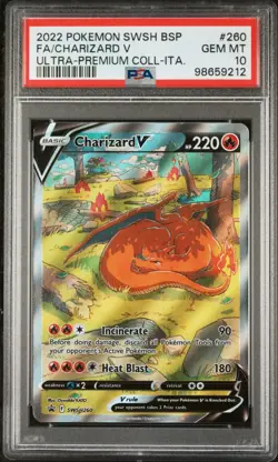 Pokemon TCG Charizard V SWSH260 Englisch PSA 10 Error Label! - Image 1