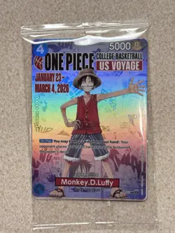 One Piece Monkey D. Luffy US Voyage College Basketball Promo Card - Sealed/Mint - Image 1