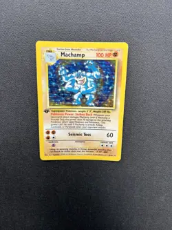 8/102 Machamp, 1st edition, 1999-200 4th Base, Rare Vintage Holo Pokemon Card. - Image 1
