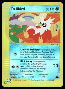 Pokemon Cards Delibird 49/144 Reverse Holo Skyridge Common LP - Image 1