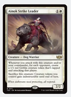 Ainok Strike Leader | MTG TDC White Dog Warrior Tokens Indestructible Rare | NM - Image 1
