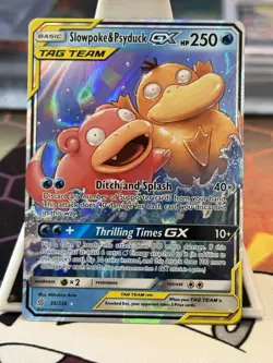 Pokemon Slowpoke & Psyduck GX 35/236 Sm-Unified Minds Ultra Rare TAG TEAM Holo - Image 1