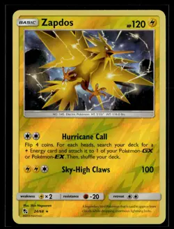 Zapdos 24/68 Hidden Fates Reverse Holo Rare Holo Pokemon - Image 1