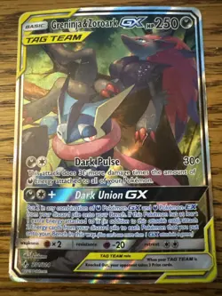 Pokemon Greninja & Zoroark GX TAG TEAM Full Art Ultra Rare Holo 201/214 - Image 1