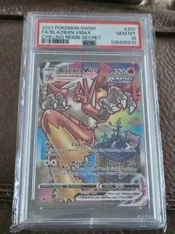 2021 Pokemon SWSH Chilling Reign - Secret BLAZIKEN VMAX 201/198- PSA 10 - Image 1