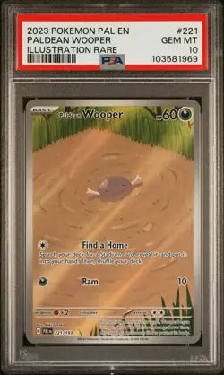 2023 POKEMON PAL EN-PALDEA EVOLVED ILLUSTRATION RARE #221 PALDEAN WOOPER PSA 10 - Image 1