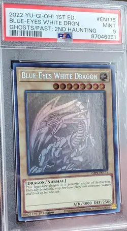 🔥FIRE 1st Ed🔥 2022 Yugioh - Blue-Eyes White Dragon Ghost Rare GFP2-EN175 PSA 9 - Image 1