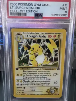 Pokemon Lt. Surge's Raichu Holo Rare Gym Challenge 1st Edition PSA 9 - Image 1