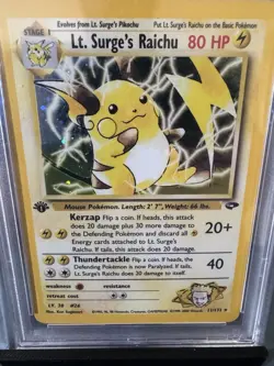 Pokemon Lt. Surge's Raichu Holo Rare Gym Challenge 1st Edition PSA 9 - Image 2