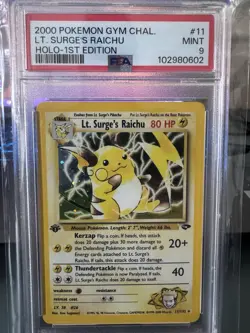 Pokemon Lt. Surge's Raichu Holo Rare Gym Challenge 1st Edition PSA 9 - Image 3